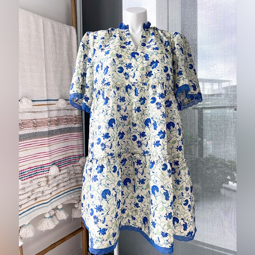 Tuckernuck Bluebird Melody Crawford Dress Linen Blend Mini Dress Women’s XXL